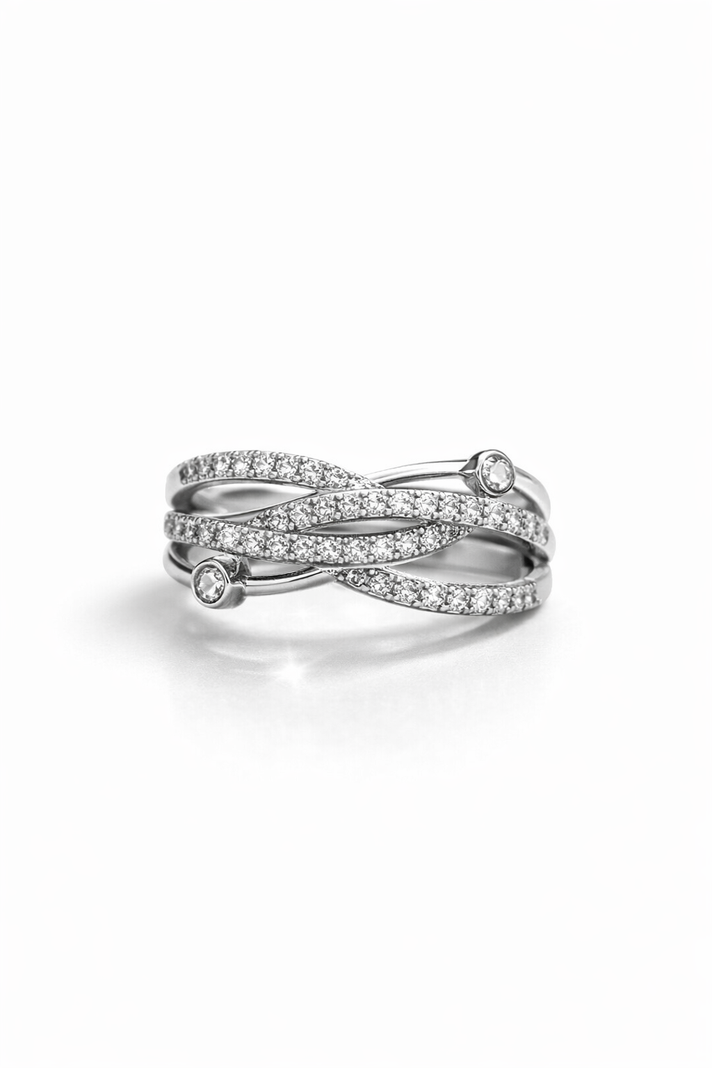 Celeste Leaf Crystal Adjustable Ring