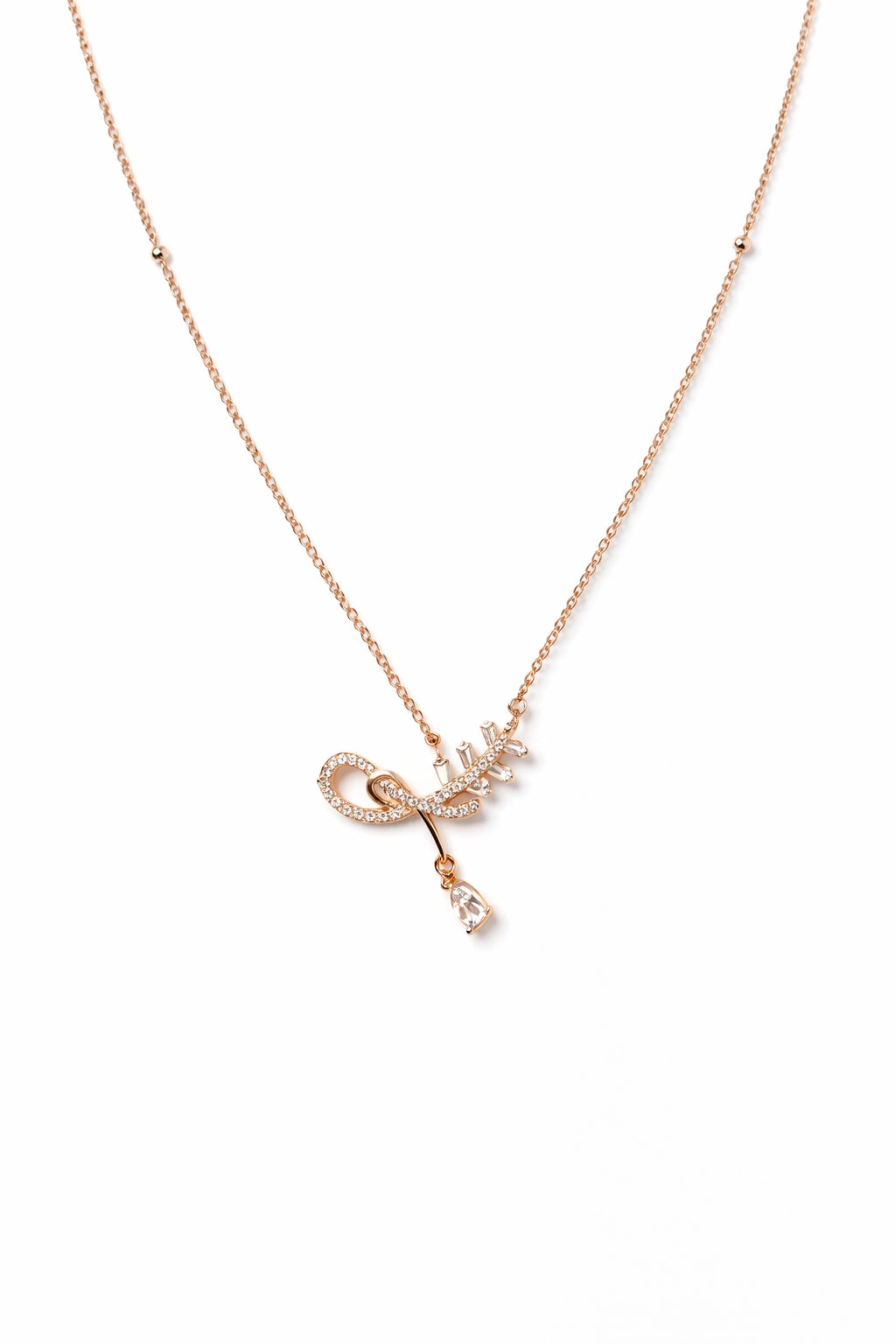 Crystal Ribbon Drop Chain – Gold Finish
