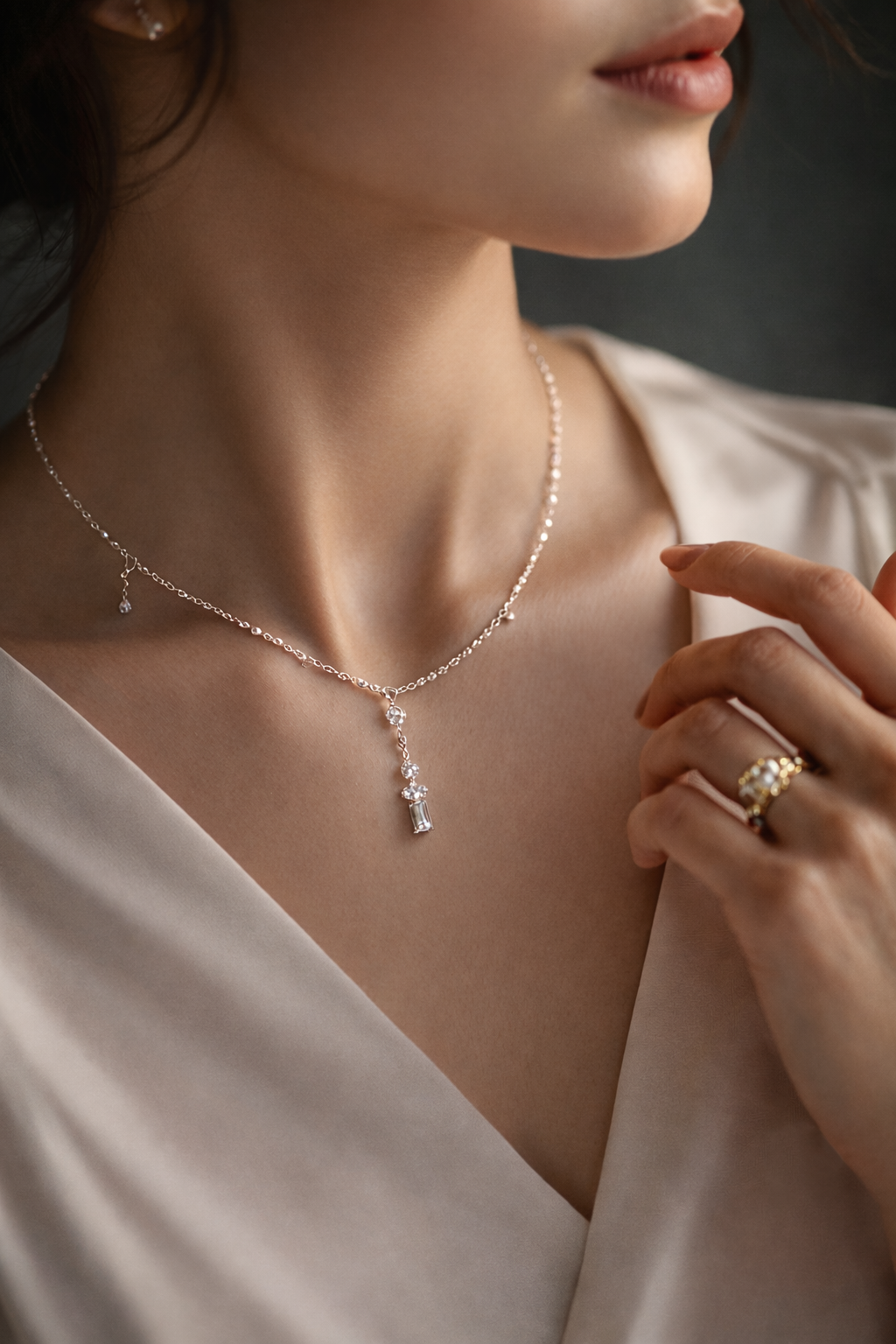 Dainty Crystal Knot Pendant Necklace – Gold Finish