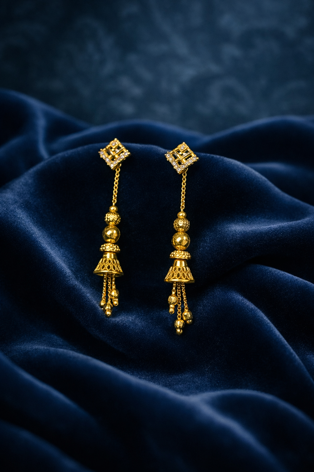 Ethnic Beaded Drop Earrings – Gold Finish