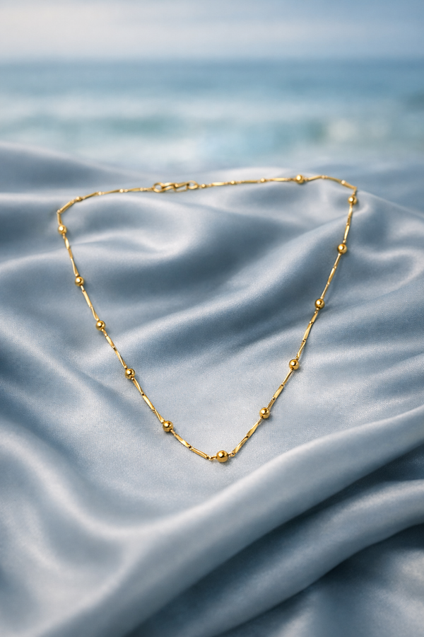 Minimal Beaded Gold Chain – Elegant Dot Chain