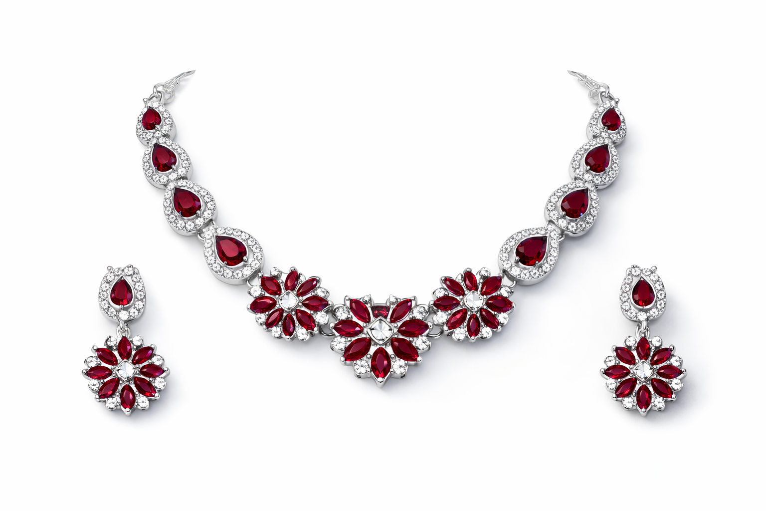 Blush Pink Floral Statement Necklace Set